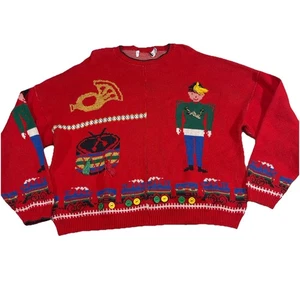 Pullover Loft Damen Weihnachten rot Schleppe Drummer Boy Plus 3X Baumwolle USA N35 - Bild 1 von 10