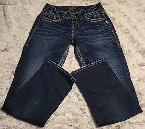 Silver Jeans Suki Straight Womens W28/L32 Blue Mid Rise Stretch Denim Distressed - Picture 1 of 13