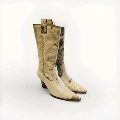 Michael Kors Cowboy Boots Pony Hair Mid Calf Sz 6M Extremely Rare Made In Italy - Image 1 of 4