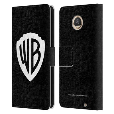 OFFICIAL WARNER BROS. SHIELD LOGO LEATHER BOOK WALLET CASE FOR MOTOROLA PHONES - Image 1 of 4