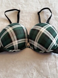 New Victoria’s Secret Pink Women’s Size 36C 36 C Cup Plaid Super Push Up Bra Top - Picture 1 of 3