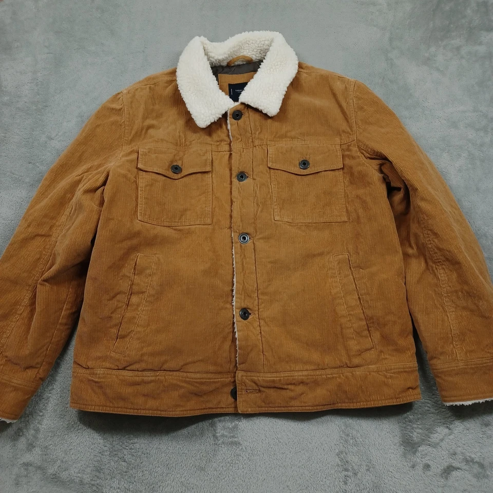 Lucky Brand Jacket Mens XL Brown Corduroy Trucker Pockets Button Up Preppy - Image 1 of 4