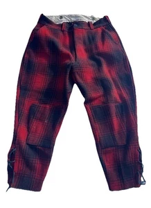 Pantalone da caccia vintage uomo taglia grande rosso nero bufalo a quadri ginocchia imbottite - Foto 1 di 12