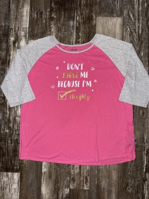 Camiseta raglán manga 3/4 estampado gráfico Joe Boxer Don’t Judge Me para mujer talla 3X Foto 1 de 4