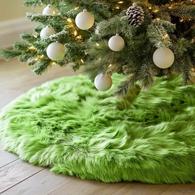 30 Inch Green Christmas Tree Skirt Plush Decoration for Merry Christmas Party... - Image 1 of 4