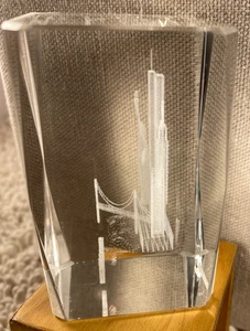 I Love NY 3D Laser Etched Crystal Paperweight Souvenir - Foto 1 di 5