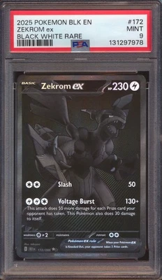 2025 POKEMON BLACK BOLT ZEKROM EX BLACK WHITE RARE #172 PSA 9! - Image 1 of 2