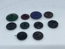 Lot 10 Vintage Antique Dark Color Canotex Relief Fish Eye Plastic 2-Hole Buttons