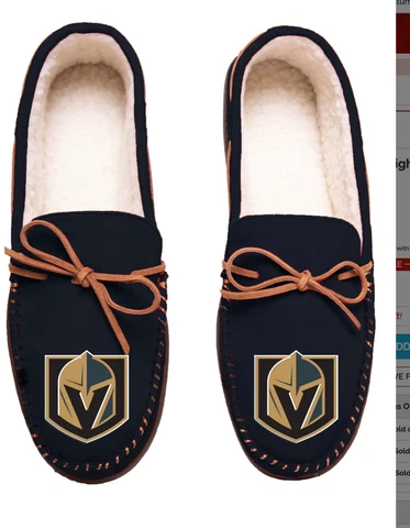 NHL Vegas Golden Knights Men's Adult Large Moccasin Slippers Cover