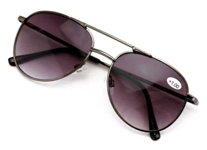 Lettore di occhiali da sole in metallo Aviator - Occhiali da lettura colorati gradienti protezione UV - Foto 1 di 9