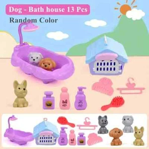New!! Pet Play Set with Dog Bath House 13Pcs and Assorted Pretend Pet Play Sets - Picture 1 of 12