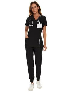 Scrubs for Women Set - Stretch V-Neck Scrub Top & Jogger Pant with 8 Pockets ... - Picture 1 of 8