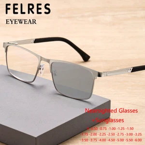Metall quadratische photochrome kurzsichtige kurzsichtige Brille Herren Outdoor Sonnenbrille  - Bild 1 von 14