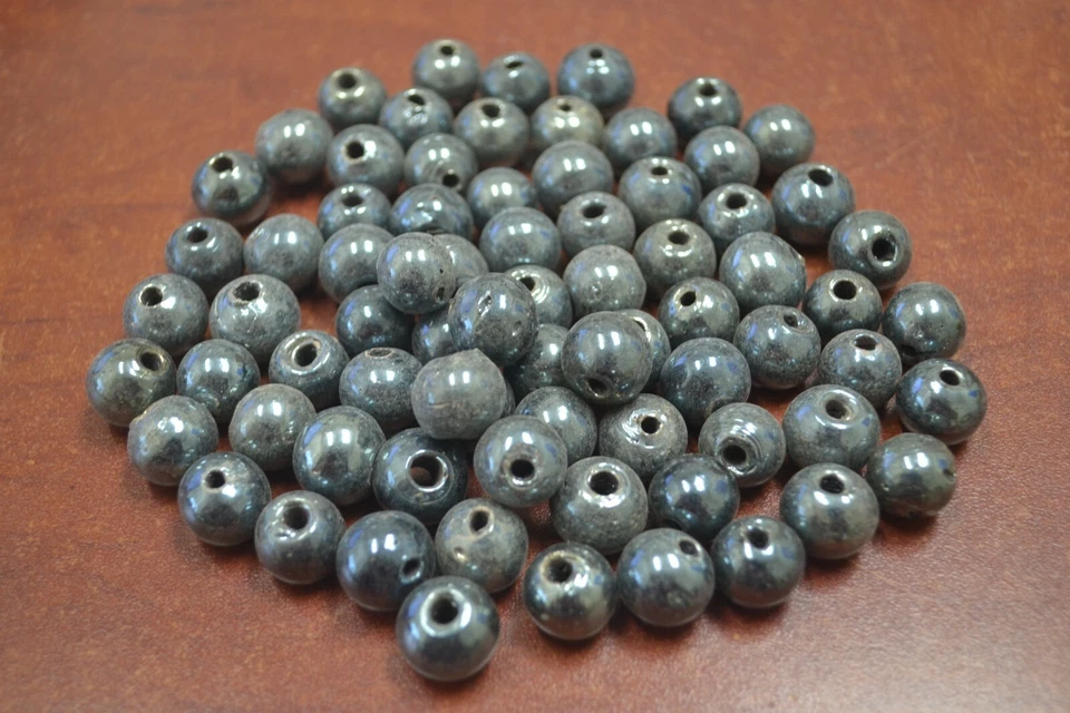 250+ PIEZAS CUENTAS DE VIDRIO DE MURANO REDONDAS GRISES #30H Foto 1 de 1