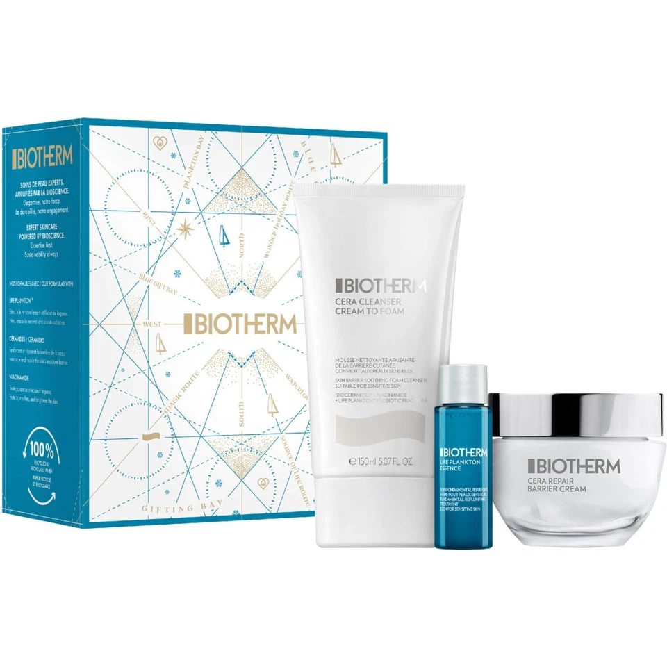 Biotherm Skin Barrier Routine Gift Set Cream Foam Life Plankton Essence 3pcs NEW - Image 1 of 1