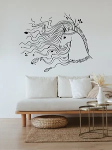 Schönes großes Wandtattoo Pferd Tier Vinyl Line Art Dekor Tier Aufkleber - Bild 1 von 3