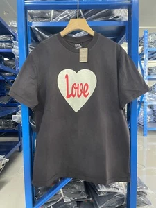 T-shirt uomo Saint Michael Love cuore San Valentino cotone nero lavato scuro - Foto 1 di 9