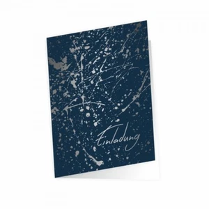 10 Klapp-Einladungskarten Splash Silber marine inkl. 10 weißen Briefumschläge - Bild 1 von 9