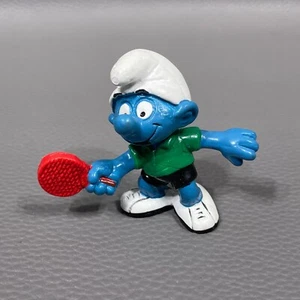 RARE Smurfs Ping Pong Table Tennis Smurf 20227 PVC Figure Vintage Figurine 1987 - Picture 1 of 5