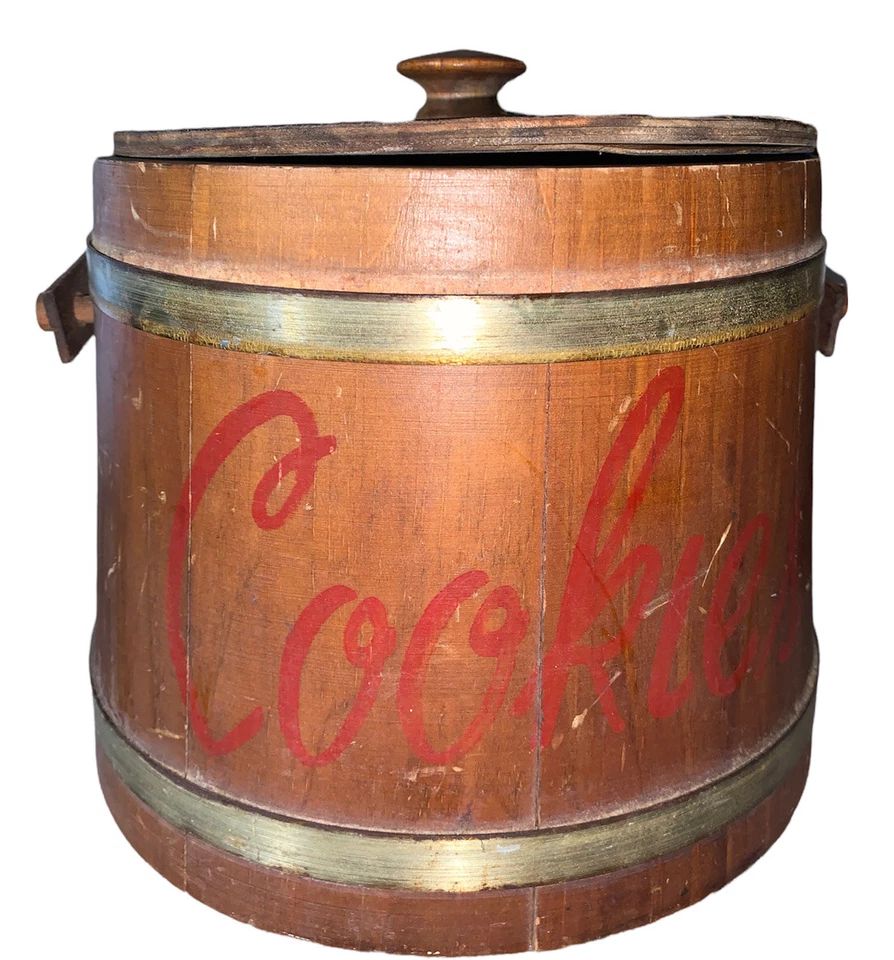 8” Vintage Firkin-Wood Sugar Bucket-Shaker Pantry Box-Cookies-Primitive - Image 1 of 4