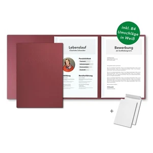 5 Bewerbungsmappen Bordeaux 3-teilig Lederstruktur / Set inkl. 5 Umschläge - Bild 1 von 12