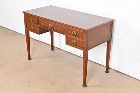 Baker Furniture Georgian Carved Mahogany Writing Desk Cover