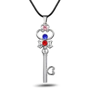COLLANA SAILOR MOON Ciondolo Chiave Spazio Temporale Colore Argento con Corda Anime Cosplay - Foto 1 di 5