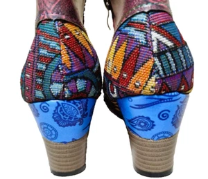 Boho Ankle Boots Damen Stiefel mit bunten Blumenmustern Stoff Innensohle Gr: 39 - Bild 1 von 13