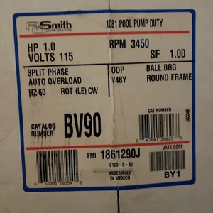AO Smith/ Century BV90 Pool Pump Motor 1HP 10A 115V 3450 RPM V48Y Frame - Picture 1 of 2
