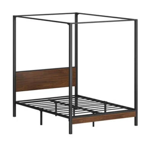 Metal Canopy Bed Frame Queen Size Beds Platform - Picture 1 of 9