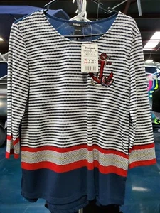 Desigual brand long sleeve navy/white stripe w/anchor. US size XL, EUR size XXL - Picture 1 of 1