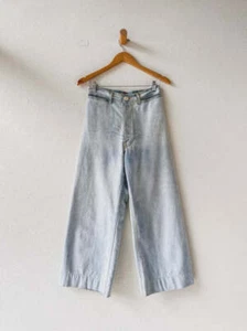 JESSE KAMM Sailor Deep Lake Pale Light Blue Wash High Waisted Denim Pant 0/2 - Picture 1 of 3