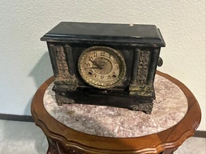 Antique Victorian Ingraham & Co. USA faux slate Clock- Wood  with Brass parts - Picture 1 of 7