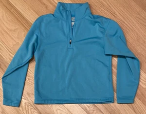 Obermeyer Girls Size Small Fleece Lined 1/4 Zip Long Underwear Ski Shirt Lt Blue - Picture 1 of 3