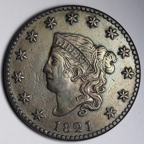 1821 Coronet Head Large Cent CHOICE AU E106 VHST Cover