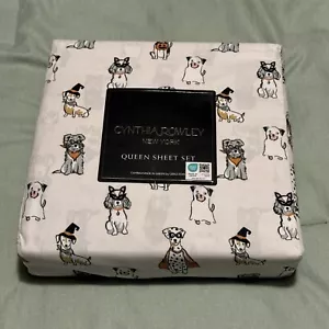 Cynthia Rowley New York Queen BedSheet Set Halloween Dogs in Costumes Microfiber - Picture 1 of 2