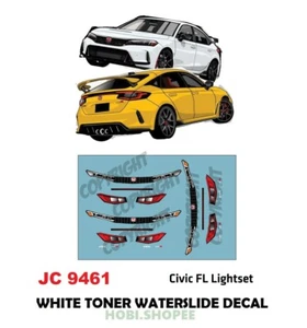 JC-9461 White Toner Waterslide Decals # CIVIC FL LIGHT - Diecast 1:64 Hot wheels - Picture 1 of 3