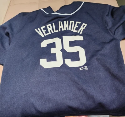 Justin Verlander Youth Jersey Detroit Tigers Majestic Blue L (14-16) Embroidered - Image 1 of 4