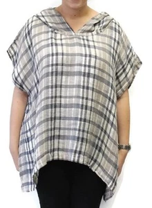 Flachs Designs Kapuzenpullover Tunika neu mit Etikett kariert Oversize Größe Medium Brustumfang 60" - Bild 1 von 4
