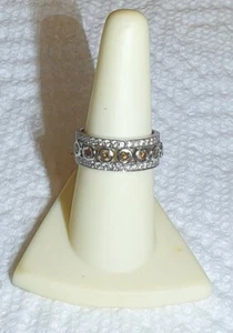 White And Champagne Diamond Ring In 14K White Gold, 1.00ctw - Picture 1 of 4