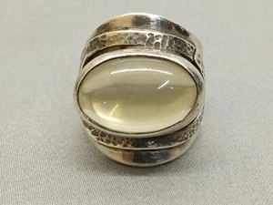 Vintage Unisex 925 Sterling Silver White Moonstone Wide Band Ring Size 7.5 17g. - Picture 1 of 18