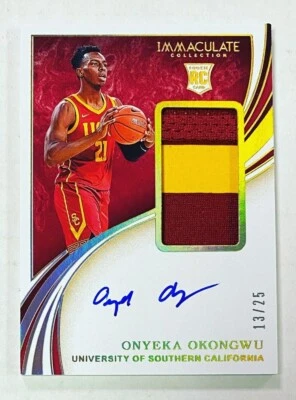 2020-21 Immaculate Collegiate Onyeka Okongwu RPA Rookie Patch Auto /25 #46 NM - Image 1 of 2
