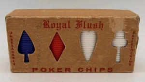 VTG Poker Chips Royal Flush Toy Game Interlocking In Box USA Box Is Damaged - Picture 1 of 9
