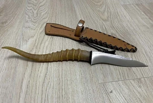 Vintage Hunting Knife Handmade with sheath . Handle Horn SAIGAK USSR 1990s. 12 - Picture 1 of 24