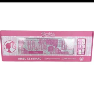 New In Box Barbie Logo Pink Wired USB Keyboard - Picture 1 of 4