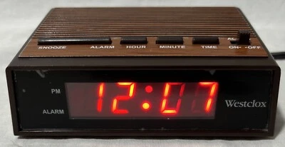 Westclox 22690 Retro Wood Grain LED Alarm Clock, 0.6-Inch NEW WITHOUT BOX! - Image 1 of 4