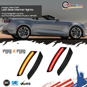 4X Black Lens Front&Rear Side Marker Lights LED Lamps For Chevy Camaro 2016-2023 - Picture 1 of 13
