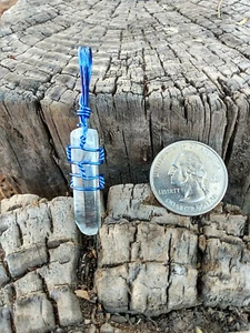 Natural Handmade Small Clear Quartz Purple Necklace Crystal Jewelry Pendant #15 - Picture 1 of 3