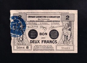 F.C. FRANCIA FRANCE , VALENCIENNES , 2 FRANCOS 1916 , S/C- (AUNC) . - Picture 1 of 2