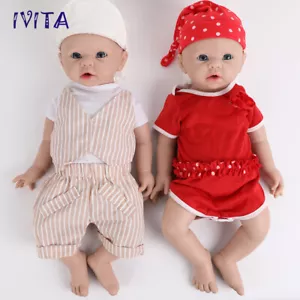 IVITA 19"Cute Boy and Girl Reborn Baby Doll Full Body Silicone Real Touch - Picture 1 of 16